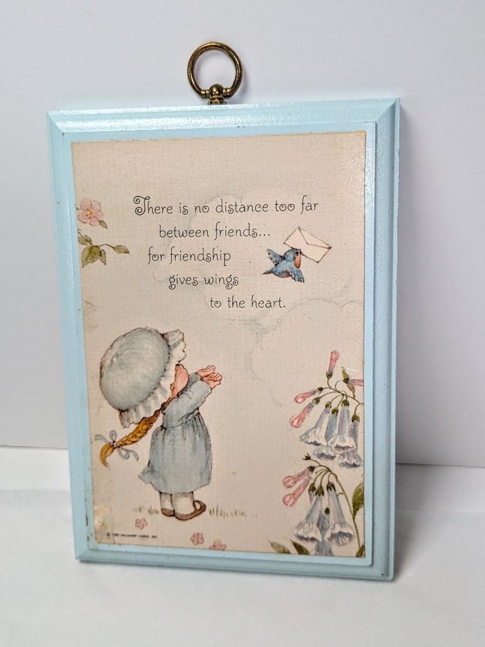 Vintage 1980 Hallmark Friends Wooden Wall Plaque Holly Hobbie Cottagecore